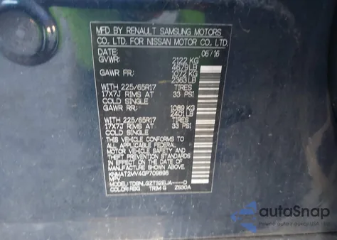 2016 Nissan Rogue S/Sl/Sv из США, поврежденный, VIN KNMAT2MV4GP709898